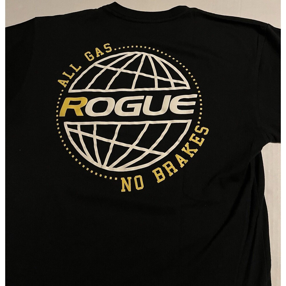 ROGUE Fitness Logo All Gas T-Shirt MEDIUM Workout Training Gym CrossFit Black